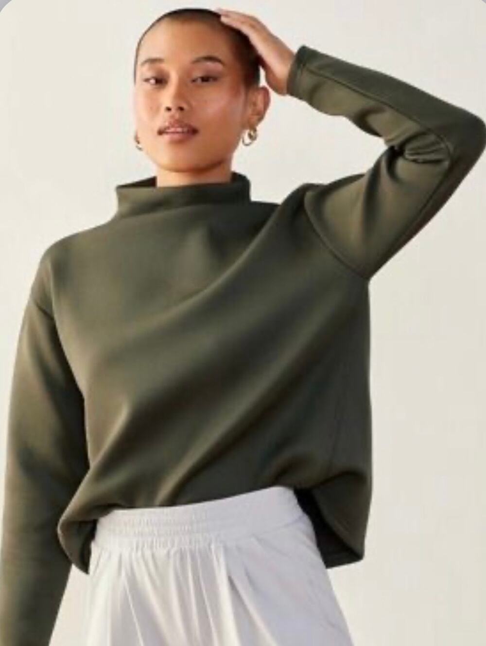 $165 ADAY Like A Boss Pullover Sweatshirt Sage Green Athleisure Activewear Small